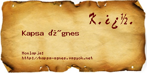 Kapsa Ágnes névjegykártya